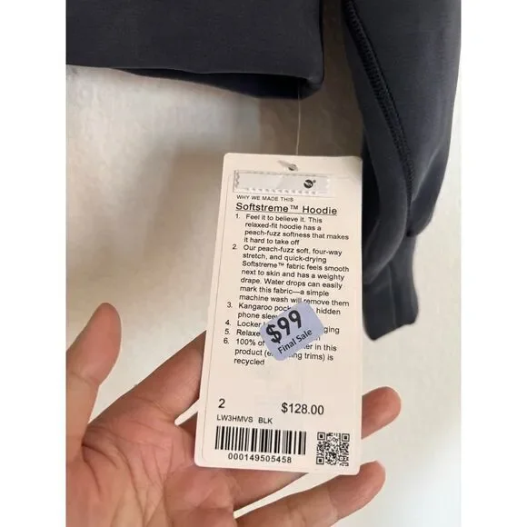 Lululemon Softstrene hoodie black size US2